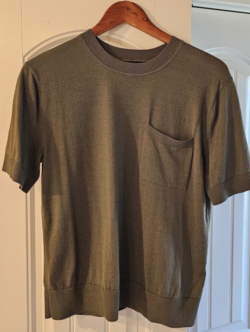 Banana Republic Olive Green Short-Sleeve Knit Tee with Pocket